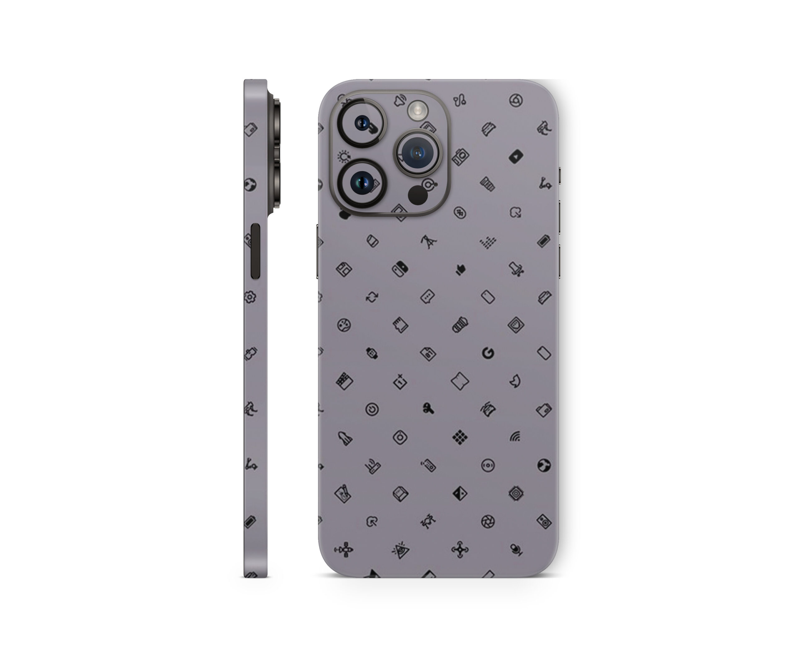 2 Minimal Icon Pattern Grey Matte Mobile Skin - Image 1