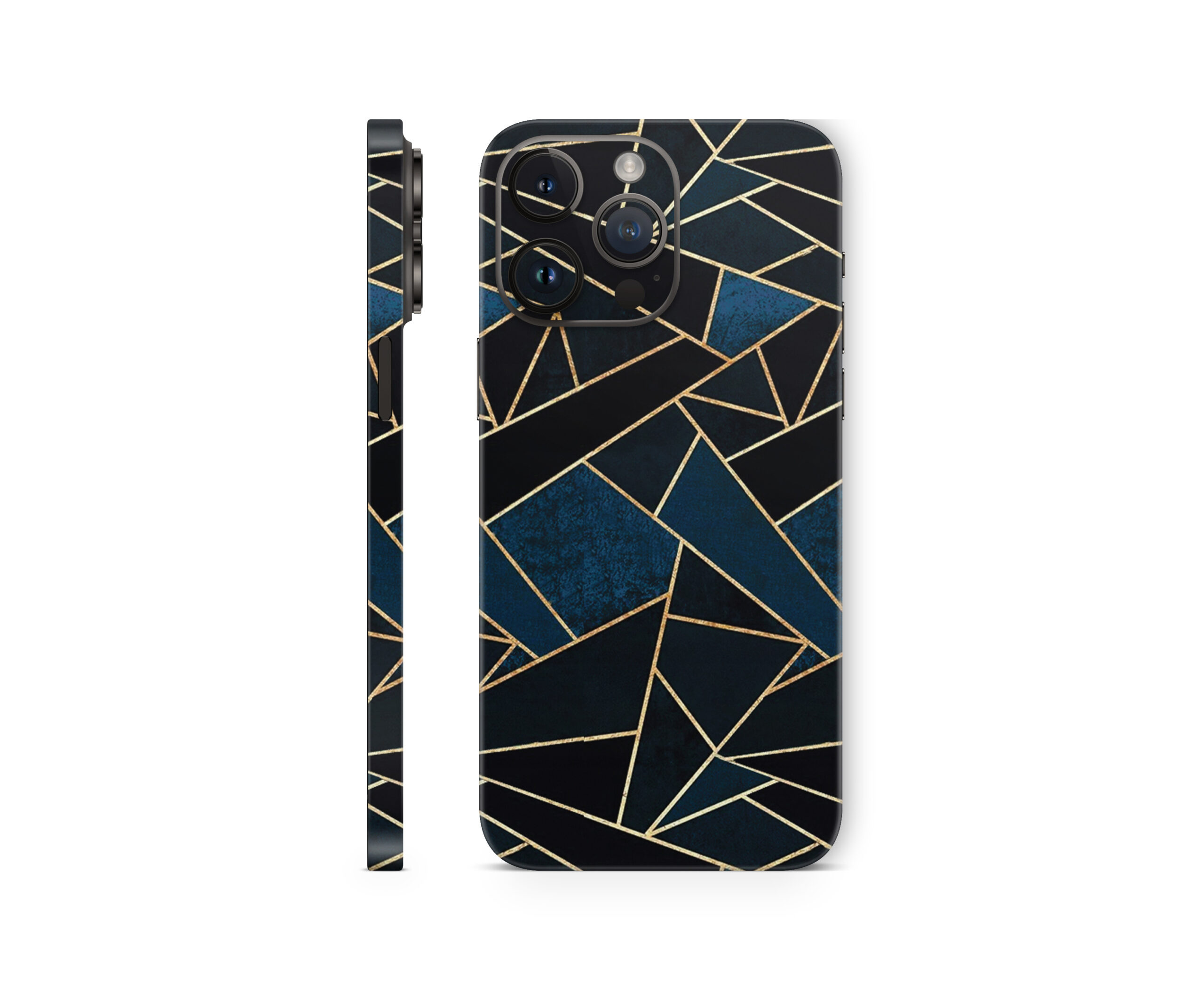 6 Luxury Blue Geometric Marble Matte Mobile Skin - Image 1