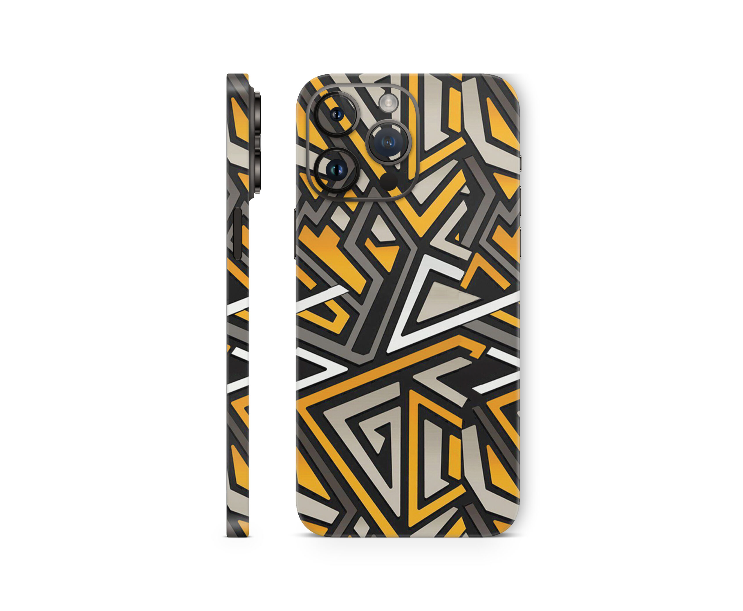 7 Urban Geometric Yellow Pattern Matte Mobile Skin - Image 1